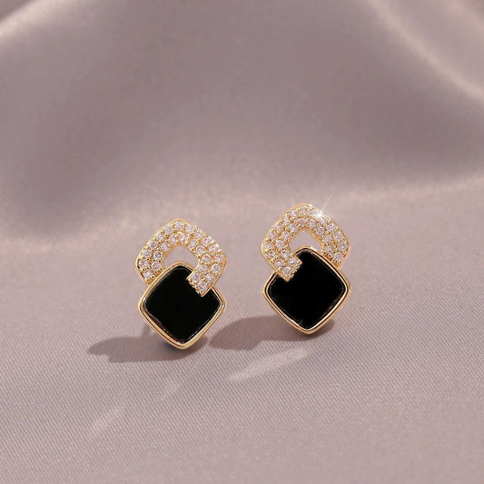 Accessorize with Elegance: The Perfect Mother's Day Gift: Cross Black Square Earrings
