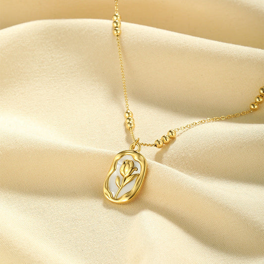Timeless Elegance: The Rose White Shell Pendant Necklace