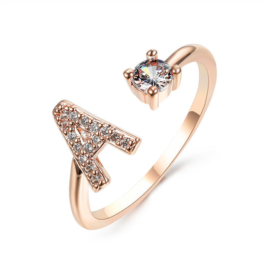 Your Style with the Adjustable 26 Initial Letter Ring