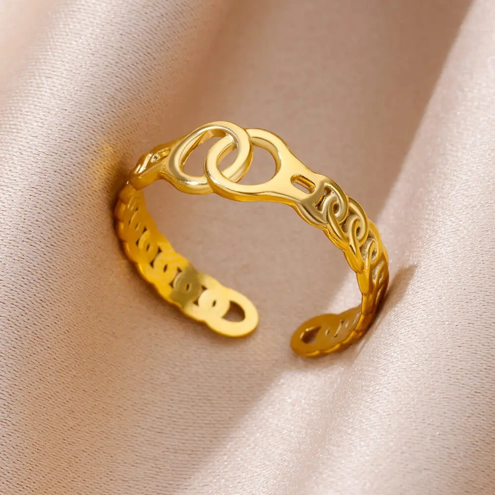 Gold Evil Eye Stainless Steel Ring for Women – Luxury Vintage Gift