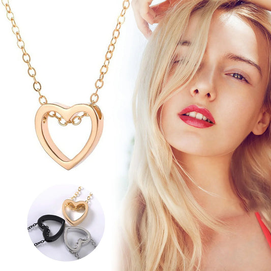 Rose Gold Love Heart Pendant Necklace – Romantic Gift for Her