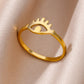 Gold Evil Eye Stainless Steel Ring for Women – Luxury Vintage Gift