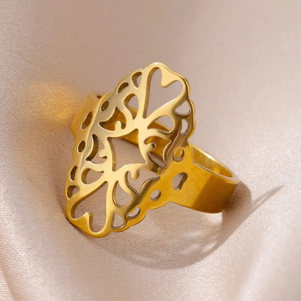 Gold Evil Eye Stainless Steel Ring for Women – Luxury Vintage Gift