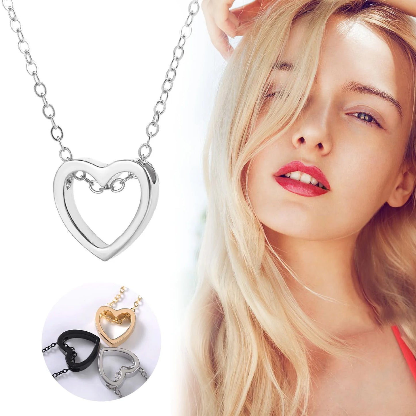 Rose Gold Love Heart Pendant Necklace – Romantic Gift for Her